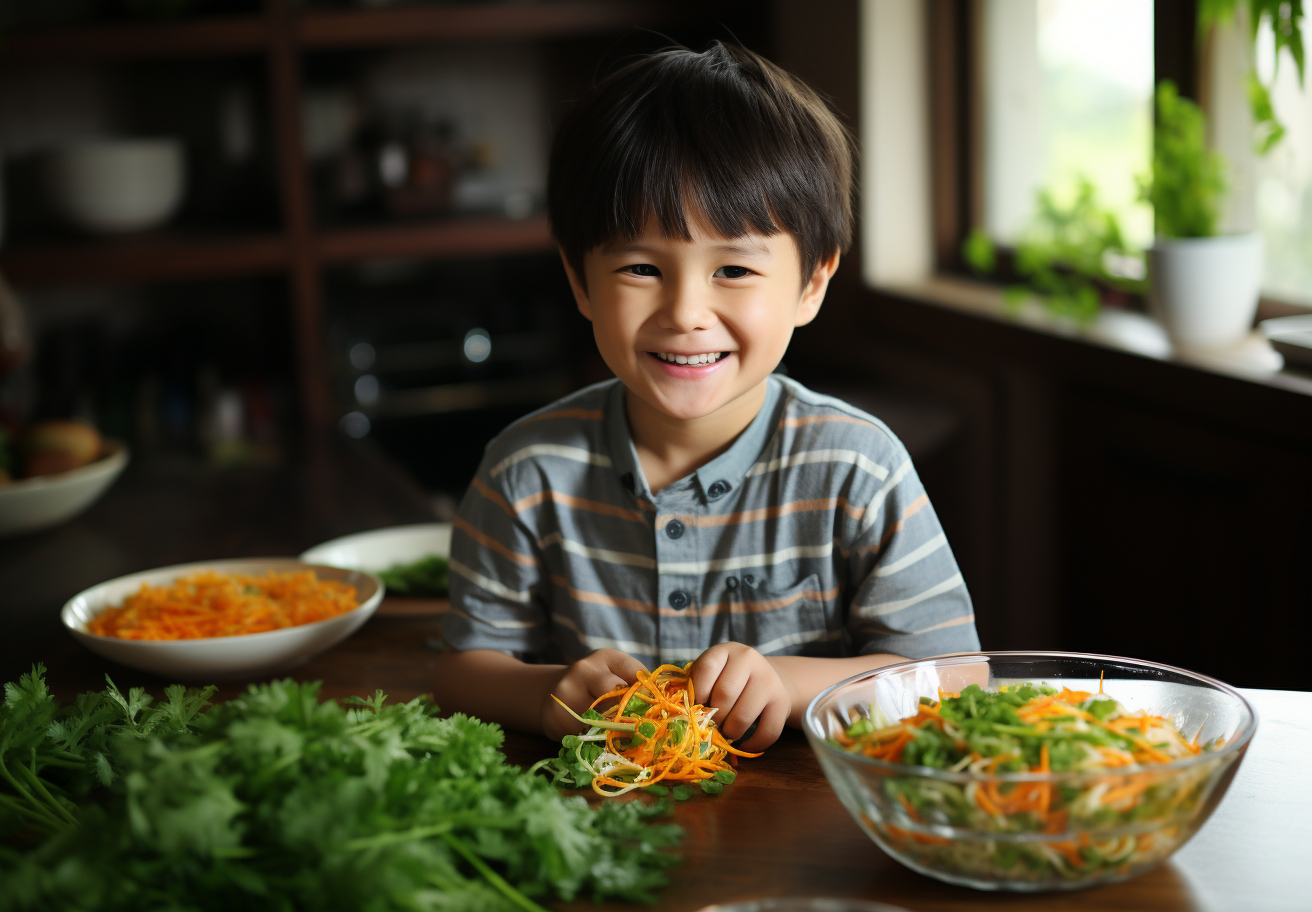 Child smiling with food